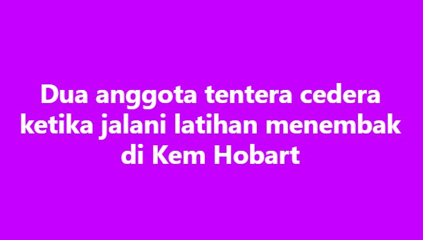 SinarOnline's tweet photo. Kem Hobart: Dua lagi tentera cedera ketika latihan

GURUN – Dua anggota tentera cedera di bahagian kaki ketika menjalani latihan menembak di Kem Hobart di sini dipercayai akibat masalah teknikal ketika mengendalikan senjata dalam kejadian pada Isnin.

Ketua Polis Kedah, Datuk Adzli Abu Shah berkata, dalam kejadian kira-kira 6.05 petang itu, seorang jurulatih berpangkat Sarjan berusia 35 tahun terpaksa menerima lapan jahitan di bahagian paha kanan berhampiran lutut.
#SinarHarian #tragedi #latihan #ATM