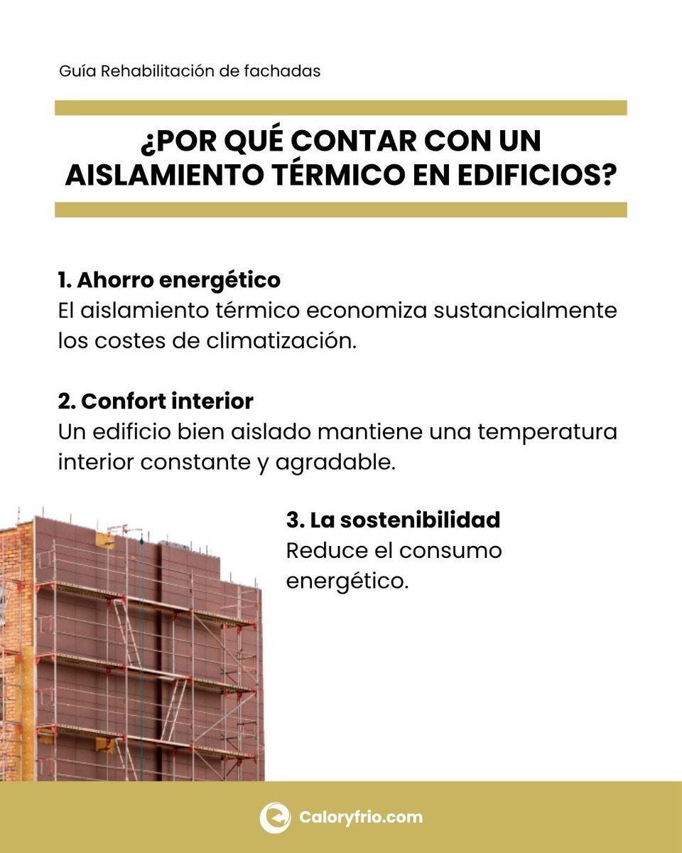 caloryfrio_web's tweet photo. ¿Sabías que aislar bien una fachada puede ahorrar hasta un 60% en climatización? 🏗️

SATE, fachada ventilada o poliuretano proyectado: cada edificio pide lo suyo.

📘 Descarga gratis nuestra guía https://t.co/l4LKgCAky5

@Pinturas_Isaval

#RehabilitaciónDeFachadas https://t.co/H7KrQyH6Z1