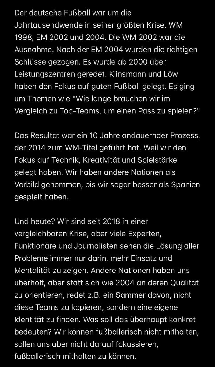 schwarzundgelb1's tweet photo. Der deutsche Fußball hat sich selbst in die aktuelle Krise manövriert. Indem man sich auf die Erfolge inklusive WM-Titel 2014 ausgeruht und zu lange auf die falschen Leute gehört hat.

Wenn sich daran etwas ändern soll, müssen wir endlich die richtigen Schlüsse ziehen.

#DFBTeam https://t.co/YGo72R9ckC