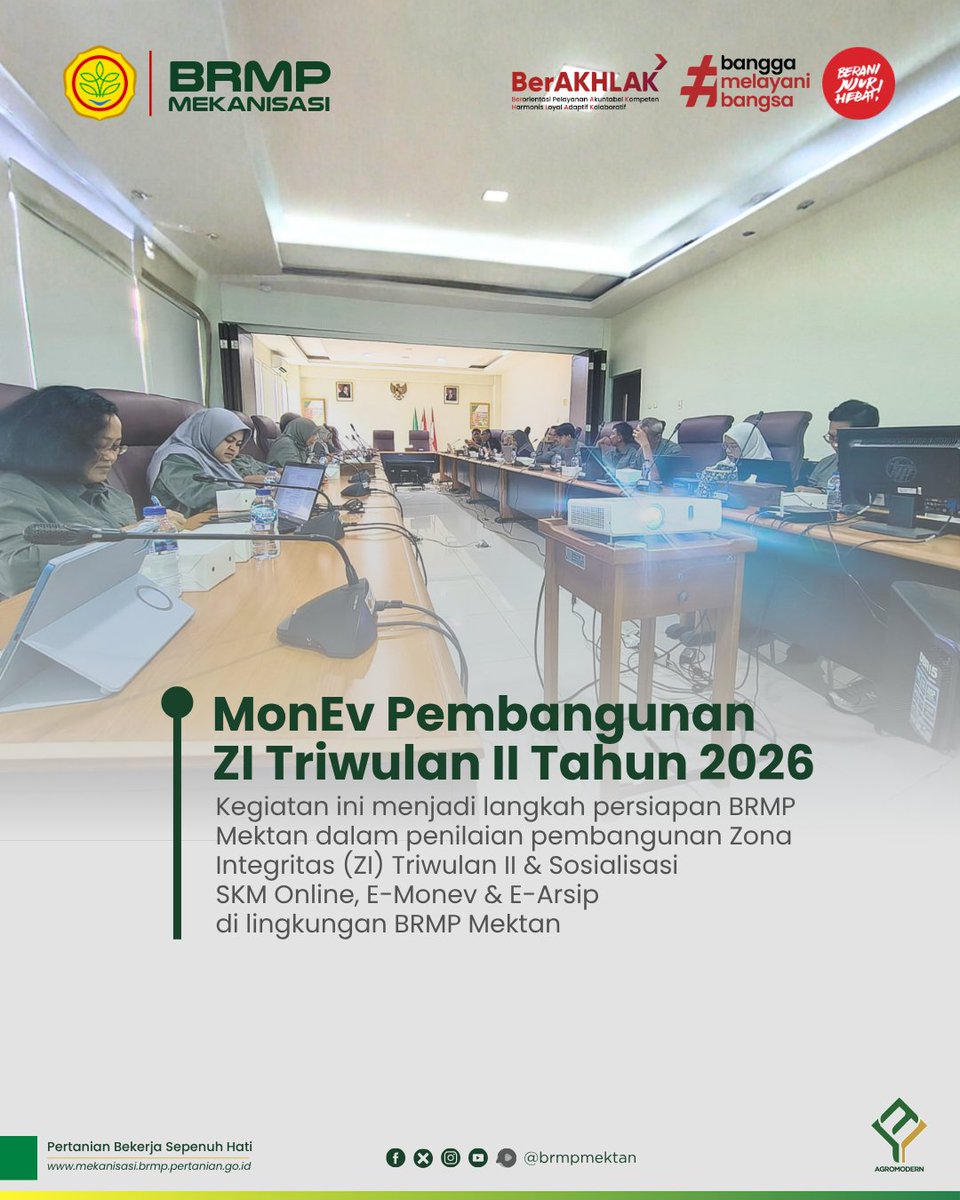 brmpmektan's tweet photo. Monev ZI Triwulan II Tahun 2026 &amp; Sosialisasi SKM Online, E-Monev dan E-Arsip di Lingkungan BRMP Mektan https://t.co/opUazWrDmK