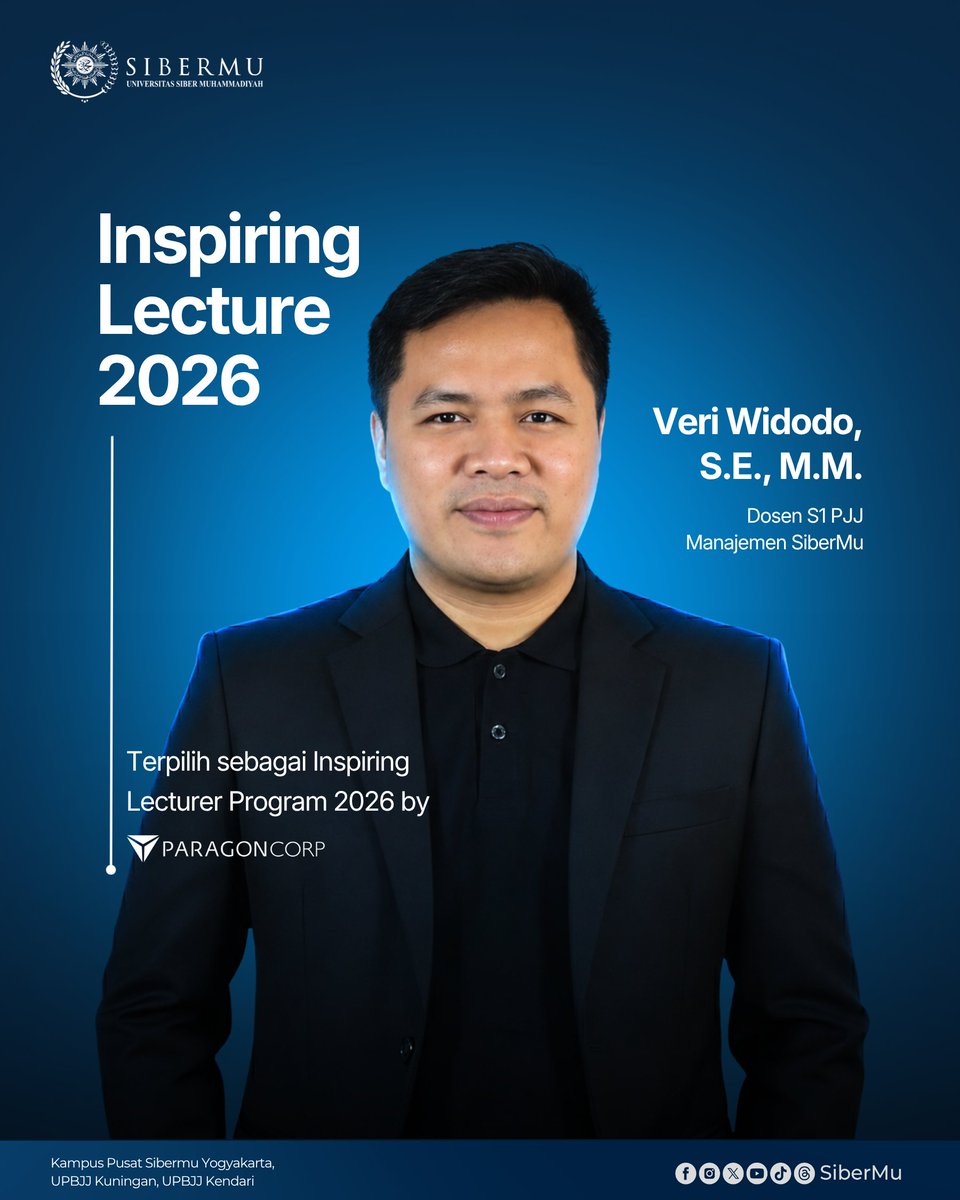 sibermu's tweet photo. Selamat kepada Dosen Universitas Siber Muhammadiyah yang terpilih sebagai Inspiring Lecturer Program 2026 by ParagonCorp. https://t.co/XhSjjfvfQT