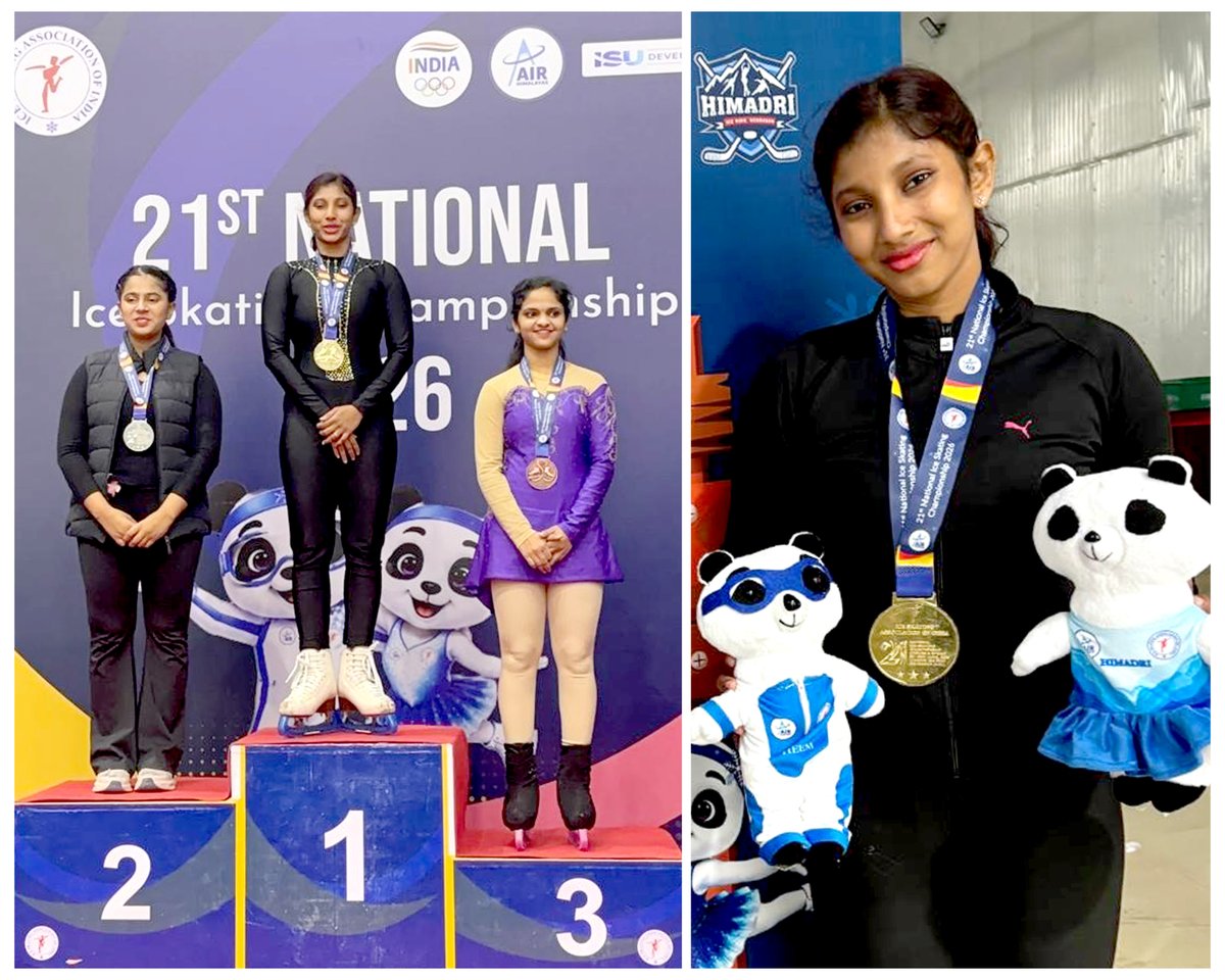 sportsinap's tweet photo. Visakhapatnam's Dontara Greeshma won 🥇 Gold in the CUB Category at the 21st Ice Skating National Championship, marking her 5th National Championship.

SAAP congratulated her on this outstanding achievement.

#SAAP #IceSkating #AndhraPradesh #GoldMedal #PlayForAP https://t.co/ElHztVqUqq