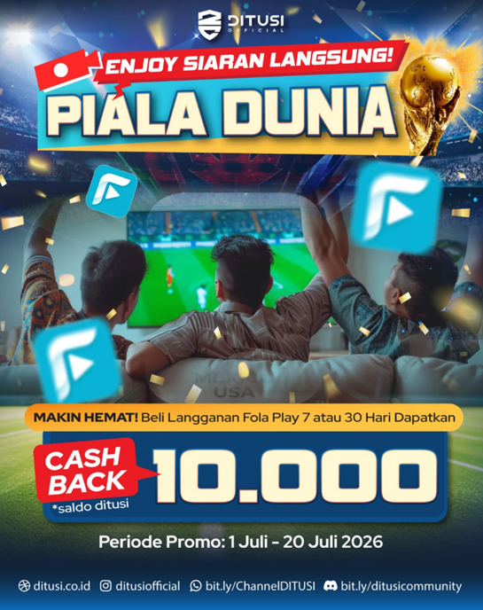 DITUSIOfficial's tweet photo. Babak 32 Besar sudah dimulai, Enjoy Siaran Langsung Piala Dunia!
Langganan Fola Play 7 Hari atau 30 Hari sekarang dan klaim Cashback Saldo DITUSI Rp10.000 🎉 #YaDitusi

🔽 Link pembelian👉 https://t.co/HM2ZSN8DOZ https://t.co/kD8nUxjA3p
