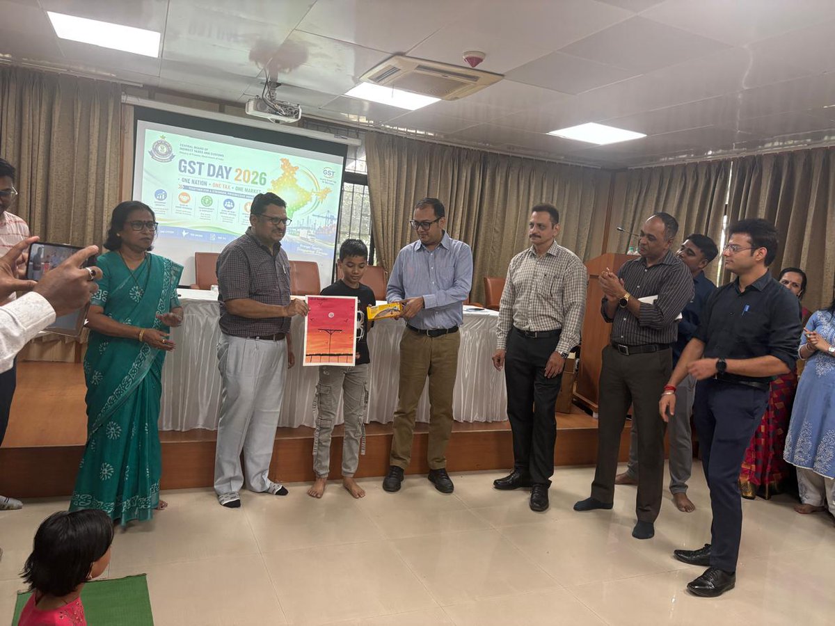 cgstnsk's tweet photo. As part of the celebrations leading up to GST Day 2026, CGST & Central Excise, Nashik Commissionerate organised a Drawing Competition on 29.06.2026 to encourage young minds to creatively express their understanding of GST through art. All participants received appreciation gifts, while the best entries were awarded prizes for promoting GST awareness through their creative artwork.