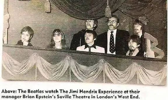 Dr_TheHistories's tweet photo. The Beatles watching Jimi Hendrix play for the first time in 1967... 

On June 4, 1967, just three days after the release of *Sgt. Pepper's Lonely Hearts Club Band*, Jimi Hendrix opened a concert at the Saville Theatre in London's West End, owned by Beatles manager Brian Epstein. In a remarkable tribute, Hendrix and his band performed their own rendition of the title track from *Sgt. Pepper's* as the opening number, despite having had only a few days to learn it.

Members of The Beatles, including Paul McCartney and George Harrison, were in the audience that evening. McCartney later recalled being astonished that Hendrix had managed to learn and perform the song so quickly, calling it one of the greatest compliments the band ever received. Hendrix's performance helped cement his growing reputation in Britain, where he had already become a sensation after arriving in London in late 1966.

The Saville Theatre itself became an important venue in the British rock scene, hosting performances by artists including Pink Floyd, The Who, and Cream.

Jimi Hendrix and Paul McCartney were both invited to perform at the 1969 Woodstock Festival. Hendrix accepted and delivered one of the festival's most iconic performances, while McCartney was unable to attend because The Beatles were in the midst of recording what would become *Abbey Road*.

© History Pictures

#drthehistories
