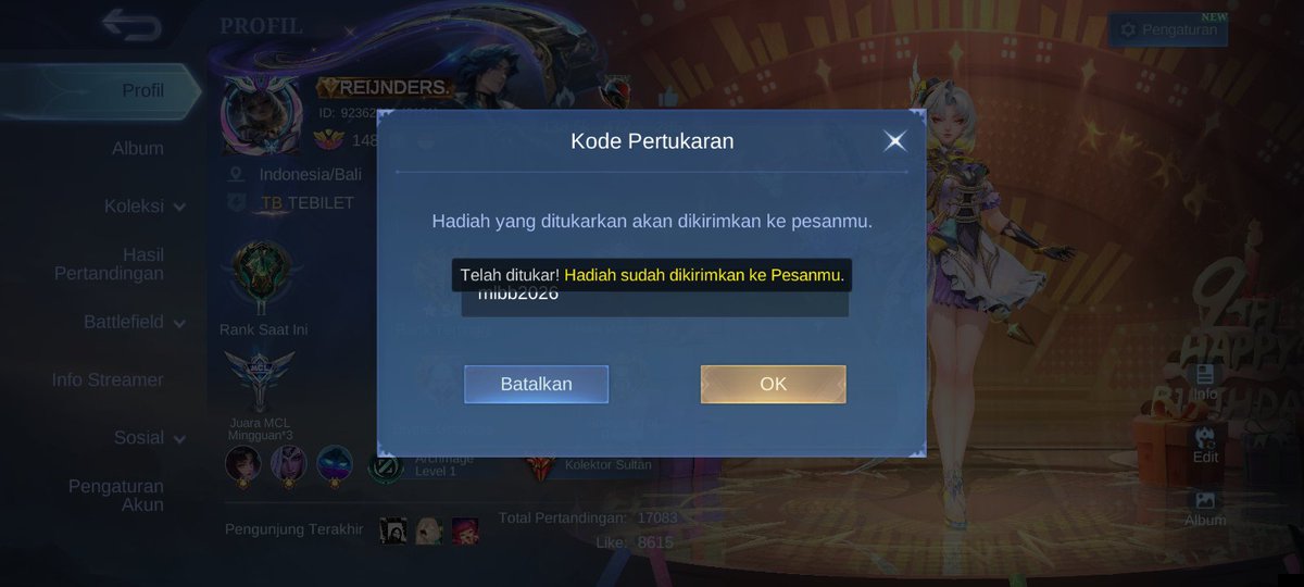 Txtmlbb_'s tweet photo. reedem code: mlbb2026 https://t.co/wanNEpz2RC
