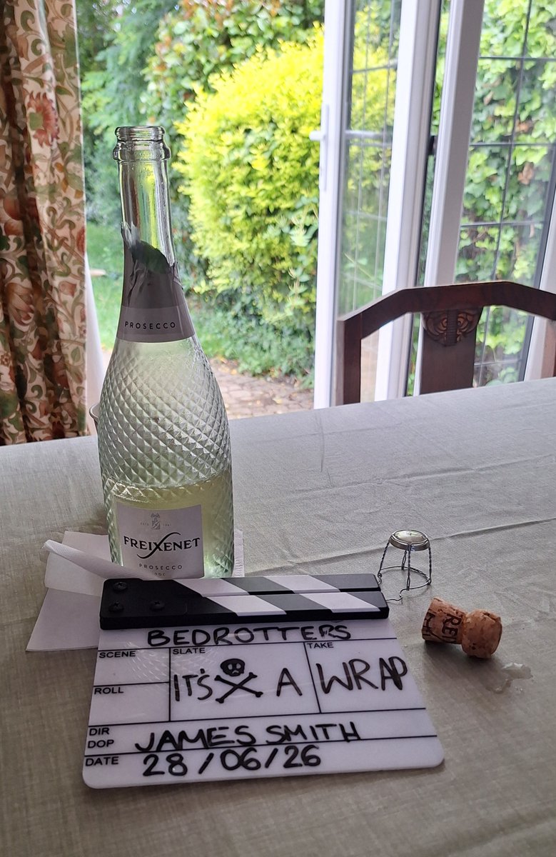 RayaFilms's tweet photo. That's a wrap! 🥂

Principal photography on BEDROTTERS is now complete.

A huge thank you to our wonderful cast and crew. We couldn't have done it without you.

Bedrotters now moves into post-production.

#BedrottersMovie #RayaFilmsLondon #IndieFilm #HorrorMovie #FilmProduction https://t.co/sACzQ5mQOJ