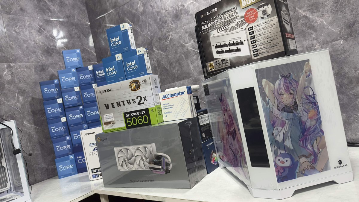 tonlygame's tweet photo. WhiteFrontierです。
コラボPC初✨

1台目、組み立てていきますよ！！

今回はまず入荷したパーツたちをご紹介😊
ここから1台ずつ丁寧に組み上げていきます。
完成までぜひお楽しみに！ https://t.co/6S41azROJx