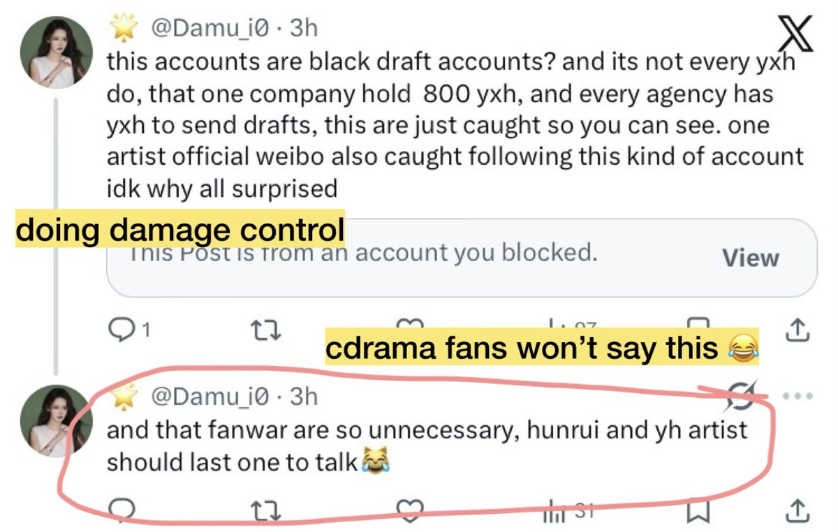 lcvhiu's tweet photo. Thread

Xiao Zhan fan @dollynoirz (@CentGossip_ admin) and her friends opened actress accounts to drag Wang Yibo, Zhang Linghe, Cheng Yi, Yu Shuxin, set up Zhao Lusi and token stanning Dilraba. All other fandoms are cheering about those yxhs, but Xiao Zhan fans are washing it. 😂 https://t.co/cNrd31K6WV