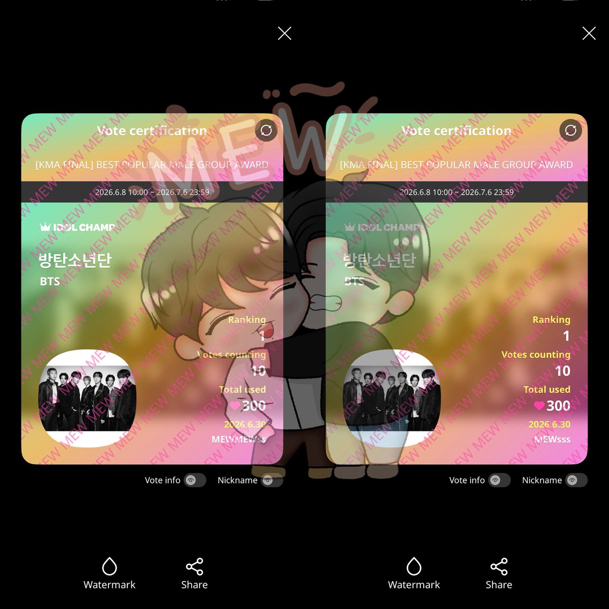 JUNG9795_'s tweet photo. 🚨VOTE BTS di KMA FINAL 2026 🚨

👉🏻 FOKUS di MALE GROUP AWARD (arahan base)
🗓️ END tgl 06 juli jam 21:59 WIB
🗳️ upick, my1pick, idolchamp

minta tolong fokus vote disini ya mantimun, bentar lagi end loh gak nyampe seminggu lagi 😇🫶🏻

streamingnya kencengin, votenya jgn diluapin☝🏻 https://t.co/BFrJfK69ol