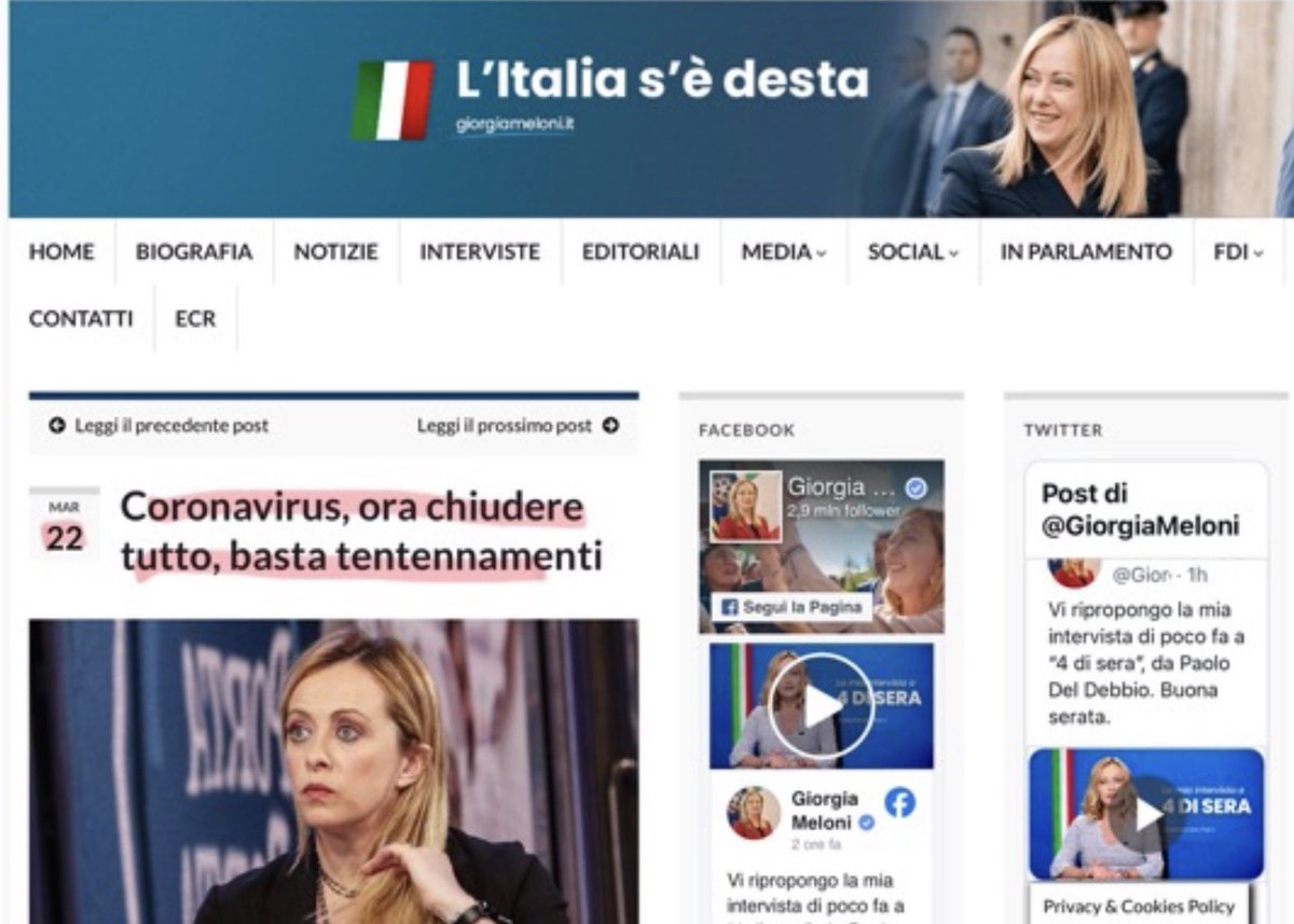 RinusRoma's tweet photo. Solo chi è eversivo può chiedere in PIENA PANDEMIA di chiudere tutto, il green pas europeo, e poi finanziare #infami di #forzanuova e #casapound x fomentare carogne #novax e assaltare ospedali sindacati, minacciare virologi medici, infermieri
#meloni #coffeebreakla7 #coffeebreak https://t.co/6H1SKCswTq