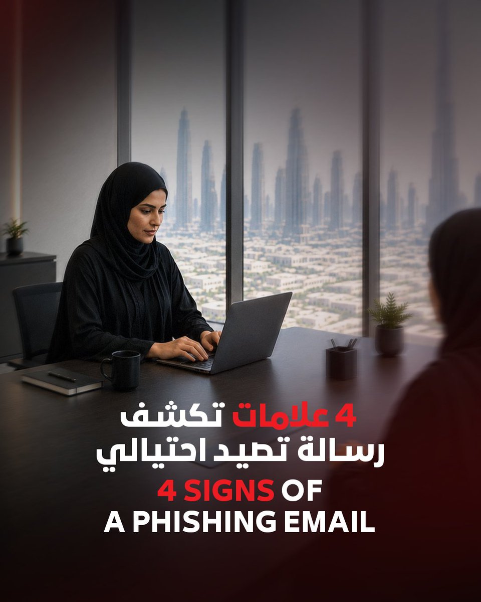 DESCofficial's tweet photo. ليست كل رسالة بريد إلكتروني كما تبدو.

التوقف للحظة والتحقق من المرسل ومحتوى الرسالة قد يساهم في الحد من المخاطر السيبرانية.

Not every email is what it claims to be

Taking a moment to verify the sender and the message can help prevent unnecessary cyber risks https://t.co/yNs9sxxgNz