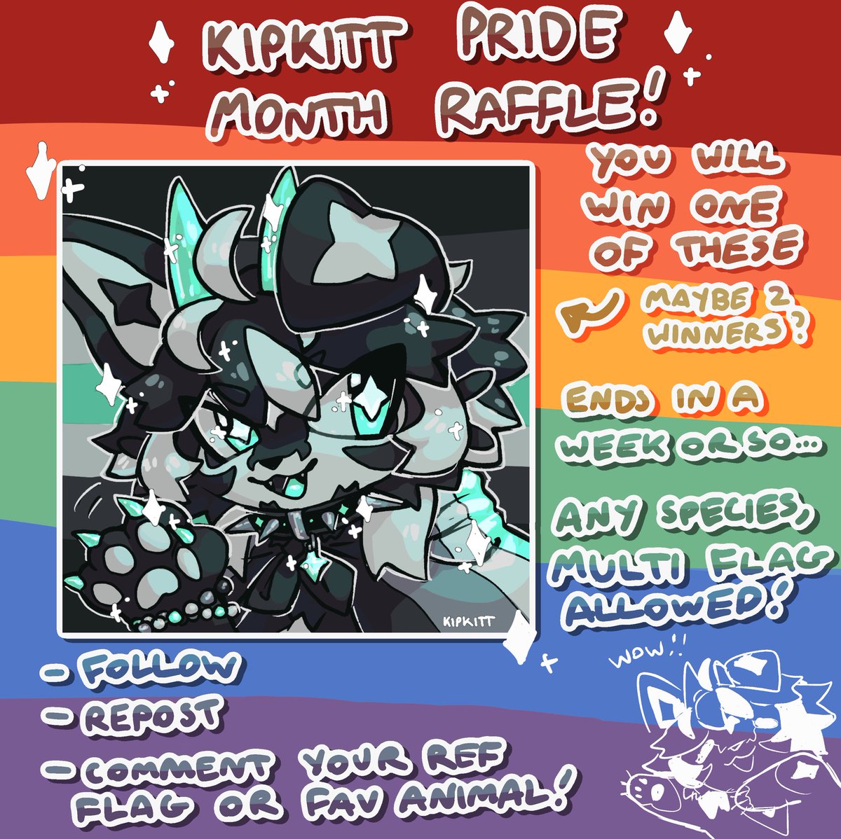 kipkitt's tweet photo. 🖤🩶🤍💚🤍🩶🖤

pride month raffle !! :D ✨

✧ follow
✧ repost or add to story
✧ comment your ref, flag or fav animal !!
✧ +1 if u tag a friend :3

✧ i may do gifts for ppl who leave their ref >;3

good luck, happy pride !! 🏳️‍⚧️🏳️‍🌈🖤✨ https://t.co/VG4yJ5wdLy