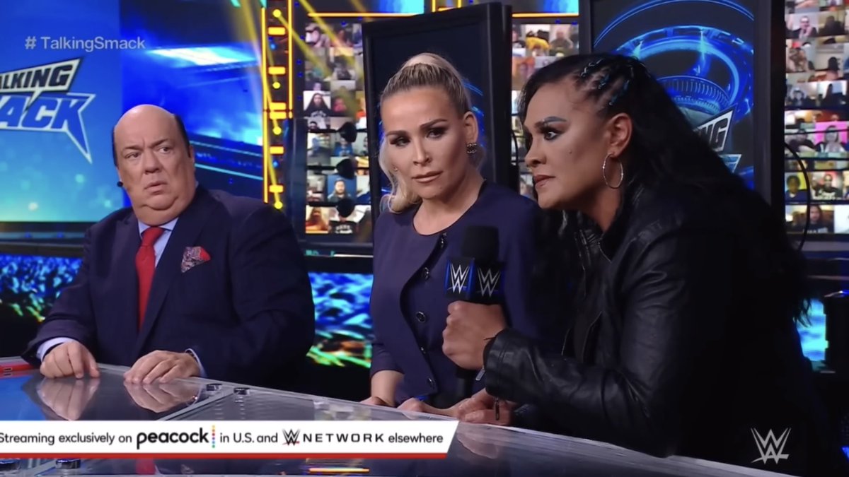 MinaaaSnukaa's tweet photo. Tamina, Talking Smack, 30/04/21

Tamina cut a confident promo on Talking Smack, declaring she was done being overlooked, praising her partnership with Natalya, and leaving Paul Heyman shaken as she made it clear they was coming for the Women’s Tag Team Titles. #TalkingSmack #WWE https://t.co/dEtxPQjtHN
