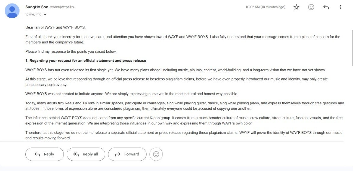 W4YFORP4RTY's tweet photo. CZAER's email regarding #WAYF #WAYFBOYS https://t.co/qBVoHSVVKR