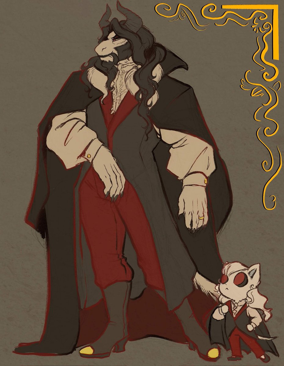 ZizzleFizz's tweet photo. Fellgore and his granddaughter showing off their matching vampire fits!🍷🖤
(Ana belongs to @___Tarian___ )
#Asgore #Underfell https://t.co/bimYFZEtBW