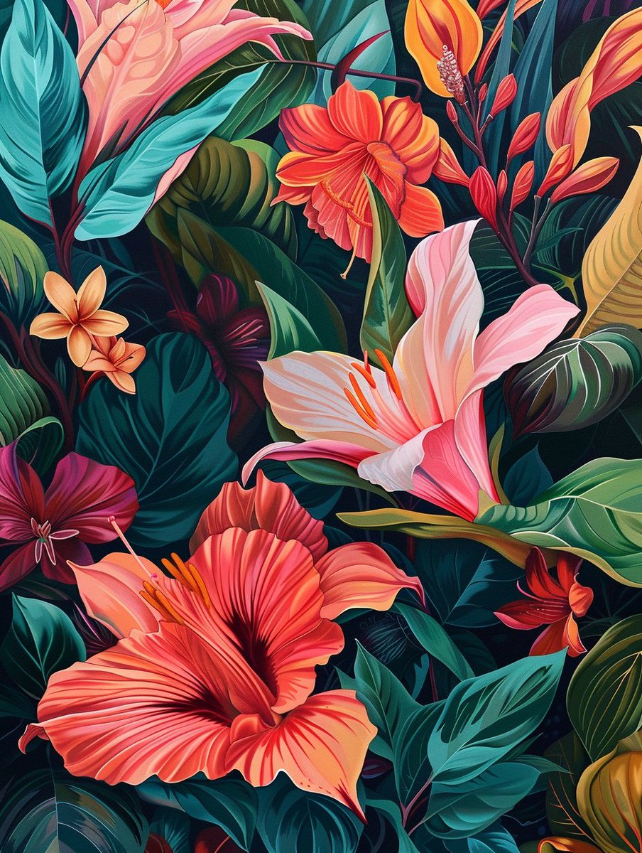 BubbleArtDesign's tweet photo. Tropical flowers illustration https://t.co/JHkAIBSwYh