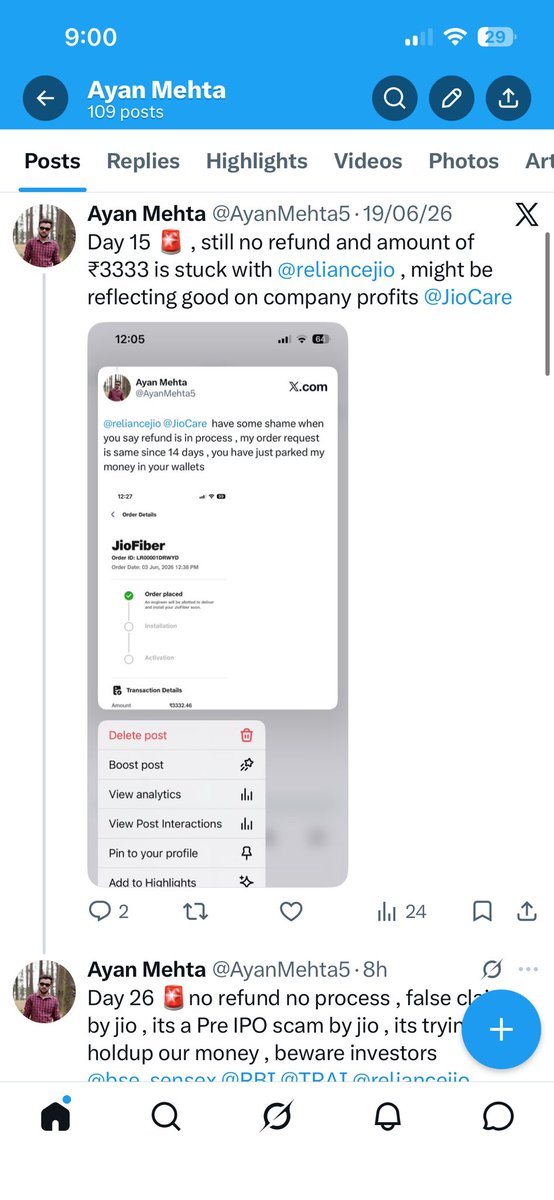 AyanMehta5's tweet photo. Fraud alert 🚨 Jio holding customer refunds. trick to inflate their upcoming IPO, Ground-level sales scams chasing targets and broken automated support . I have been tweeting since 30 days no response or action taken .@reliancejio @jagograhakjago @SEBI_India https://t.co/HfO9DRYqin