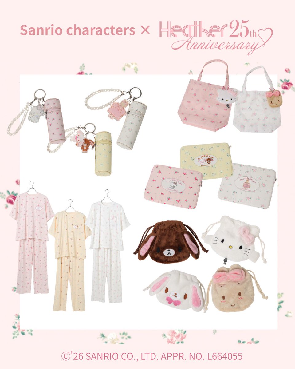 heather_love's tweet photo. 【情報解禁！】

サンリオキャラクターズとヘザー
コラボ販売決定🎀

フェミニンな小花柄に愛���しいサンリオキャラクターズをちりばめた心トキメクデザインがポイント

7/11（土）10:00～より販売！
ヘザー一部店舗、WEBサイトでの販売
詳しくは公式ホームページをチェック☑️

#ヘザー　
#サンリオ https://t.co/ALS6ZtLKt2