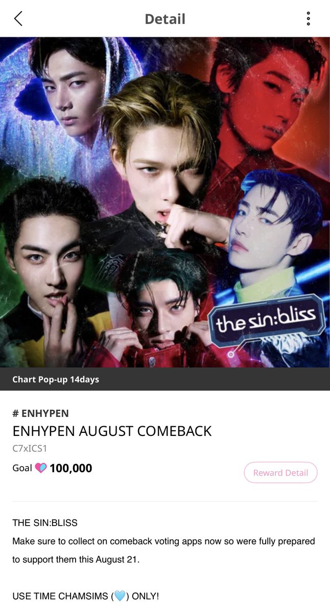 CODE7GLOBAL's tweet photo. [IDOLCHAMP] — TIME CHAMSIMS EXPIRY NOTICE

ENGENEs! The 2nd promotional in-app banner is now open for funding! Don’t forget to drop your Time Chamsims (🩵) before they expire tonight, and keep collecting Ruby Chamsims as we gear up for ENHYPEN’s comeback this August.

⏰: 11:59 PM KST
🔗: https://t.co/YMIoDAFVZh 

‼️REMINDER:
Only drop TIME CHAMSIMS!

 @ENHYPEN_members @ENHYPEN #ENHYPEN #엔하이픈  #エンハイプン