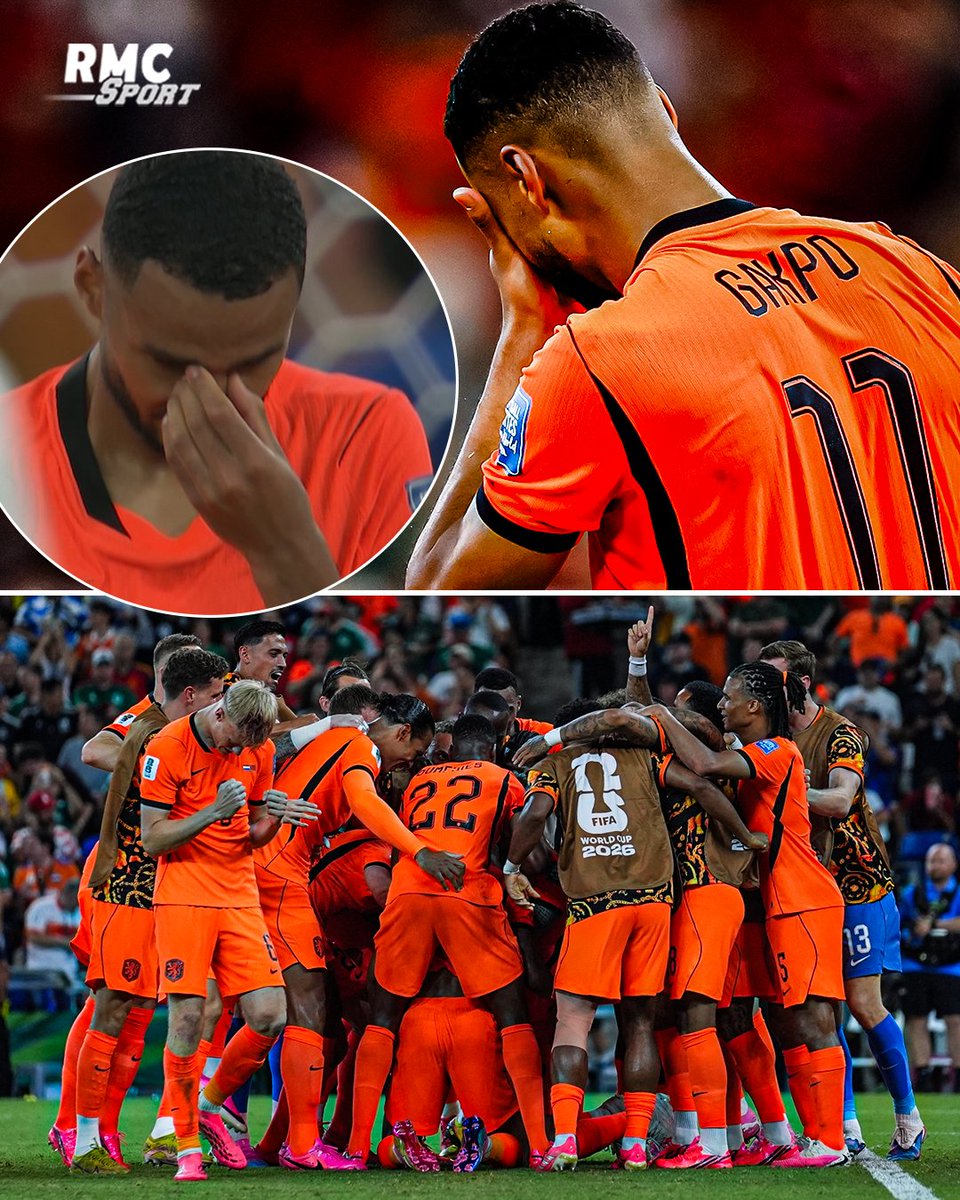 RMCsport's tweet photo. 🧡😢L'IMAGE DE LA NUIT...

Endeuillé après la mort de son enfant suite à la fausse couche de sa femme survenue il y a 2 jours, Cody Gakpo a malgré tout tenu à jouer ce 16ème de finale de Coupe du Monde face au Maroc.

Il a ouvert le score à la 72ème minute et n'a pas pu retenir ses larmes au moment de célébrer son but.
Tous ses coéquipiers sont instantanément venus l'enlacer.

🧡GAKPO, TU ES FORT, IMMENSE RESPECT !🧡