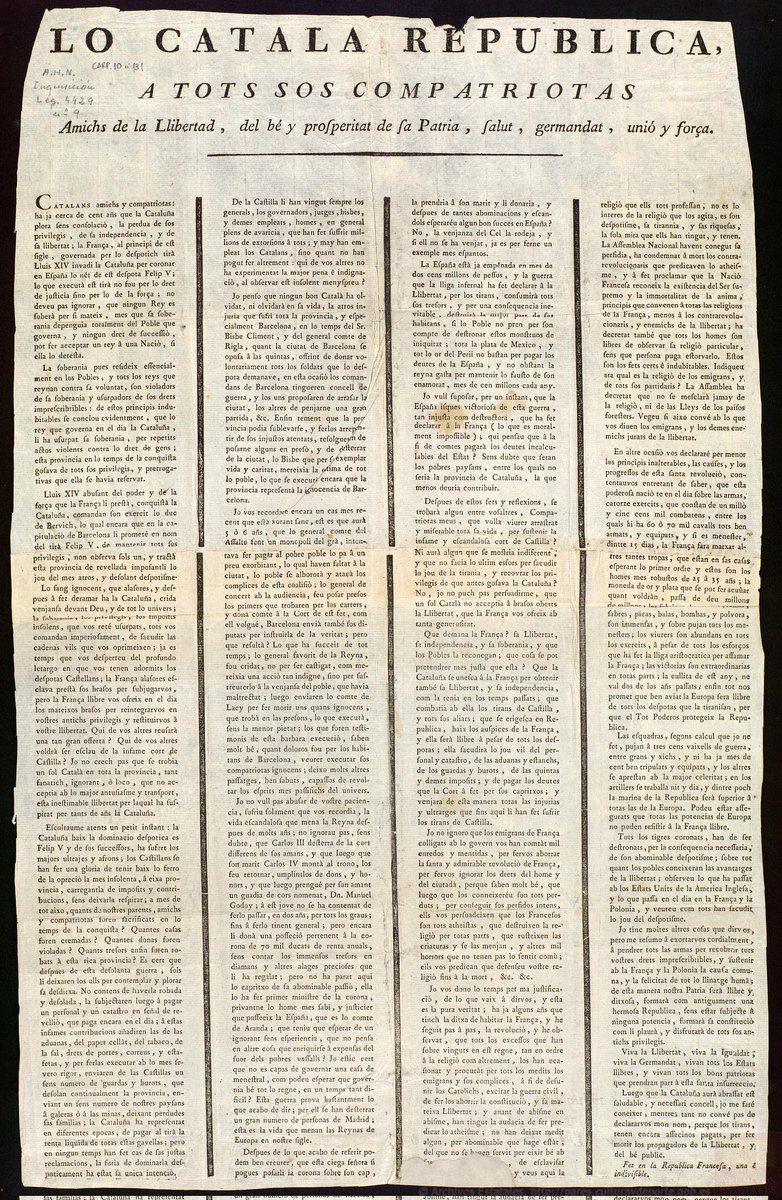 menorcacatalana's tweet photo. A finals de juny de 1794 es va escampar per Barcelona un manifest a favor de la República Catalana.
La reacció espanyola va ser inequívoca, van decretar pena de mort per als que en tinguessin algun.
🟨🟥🟨🟥🟨🟥🟨🟥🟨
#CATALUNYA #CATALONIA https://t.co/wxsxXJymPY