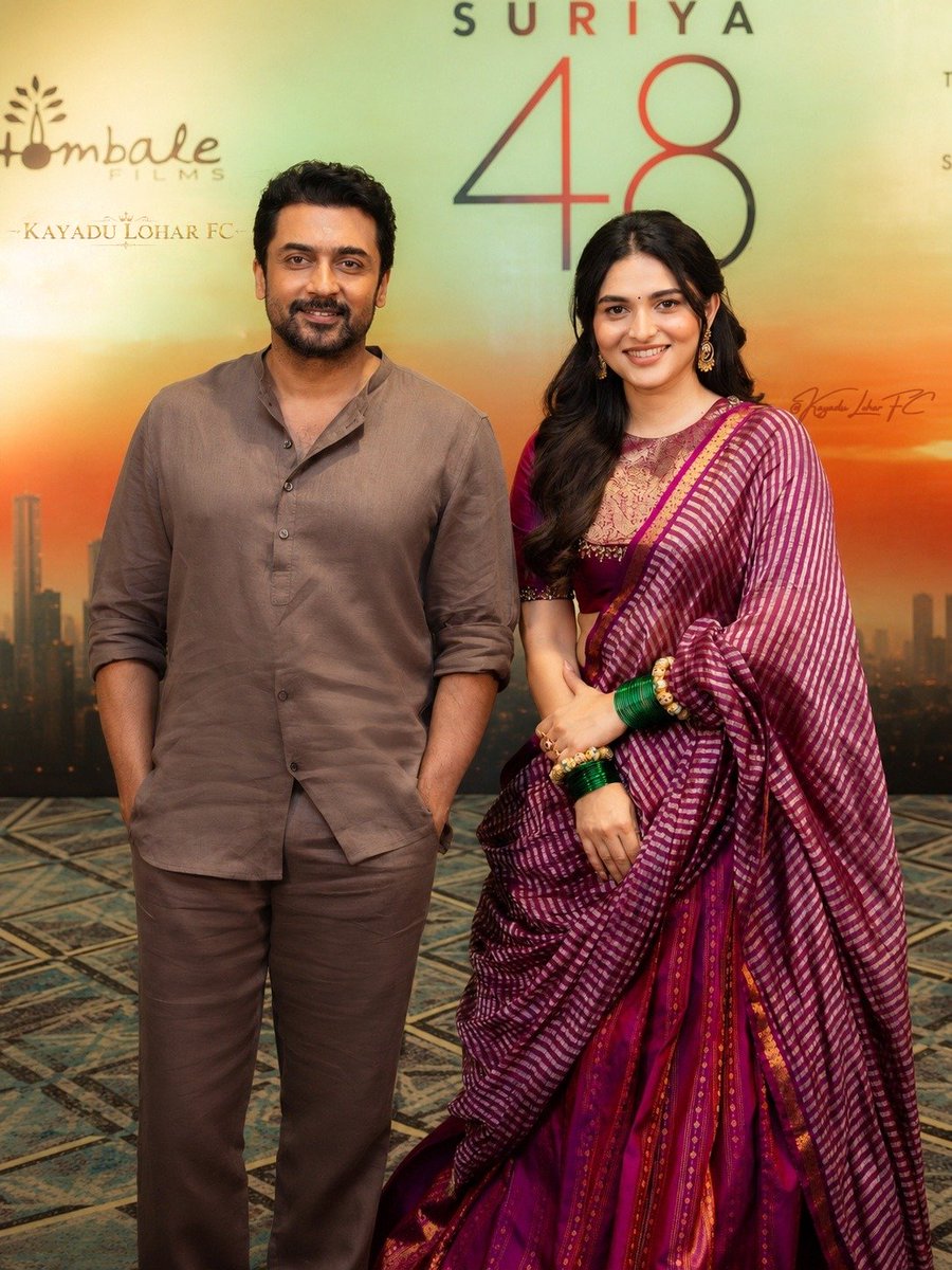 KayaduLoharFC's tweet photo. A golden new chapter begins @11Lohar ✨🎬 

So excited to see Kayadu Lohar in #Suriya48 alongside @Suriya_offl Wishing the entire team a blockbuster journey! ❤️

#Suriya #KayaduLohar https://t.co/8jDNWoqDiG