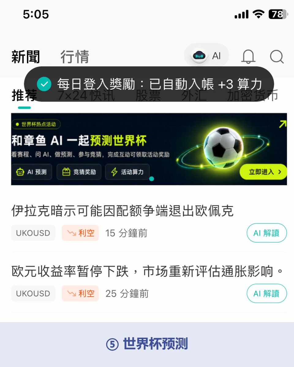 OctopusAITrader's tweet photo. Octopus Smart 功能全覽

📲一個 APP，8 大品類： 
- 台股個股 AI 分析 ★ 
- 外匯 / 貴金屬 / 加密貨幣行情 
- AI 預測分析 
- 智能診斷（持倉/風格/復盤） 
- AI 對話助手 
- 世界盃預測  

從台灣到全球市場，一個工具全部覆蓋 https://t.co/YQZxpTGB75