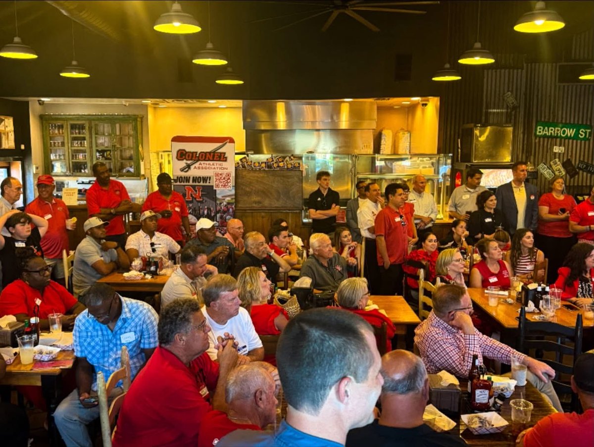 skliebert's tweet photo. Houma Colonel Caravan, June 30, 2026. Shout out to Big Mike's BBQ Smokehouse- Houma, La for hosting and Advanced Office Systems for sponsoring. Another great night in Houma! #ColonelPride #AllN https://t.co/zPYTrlbEYO