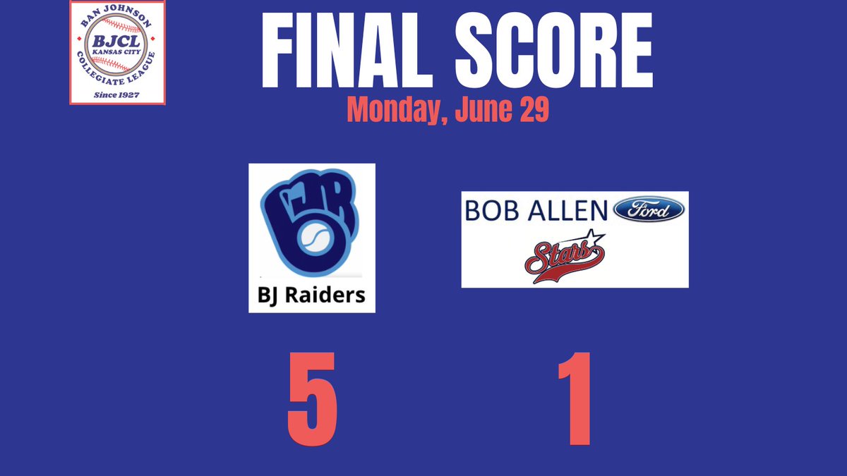 BanJohnsonBSB's tweet photo. OF Jackson Helberg (@Mules_Baseball) went 2-for-3 with 2 RBI and a home run for the Raiders in their win over the Stars. #BJCL https://t.co/4RfEPmoG9o