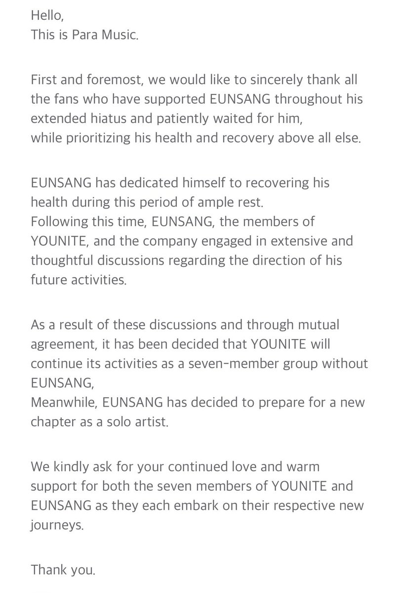 eunhosama's tweet photo. Eunsang, thank you for the years you spent with the members. I wish you the best for the new path you’re taking. Pls look up to the members too. Best of luck to you and younite🍀 https://t.co/WUrB46hUA4