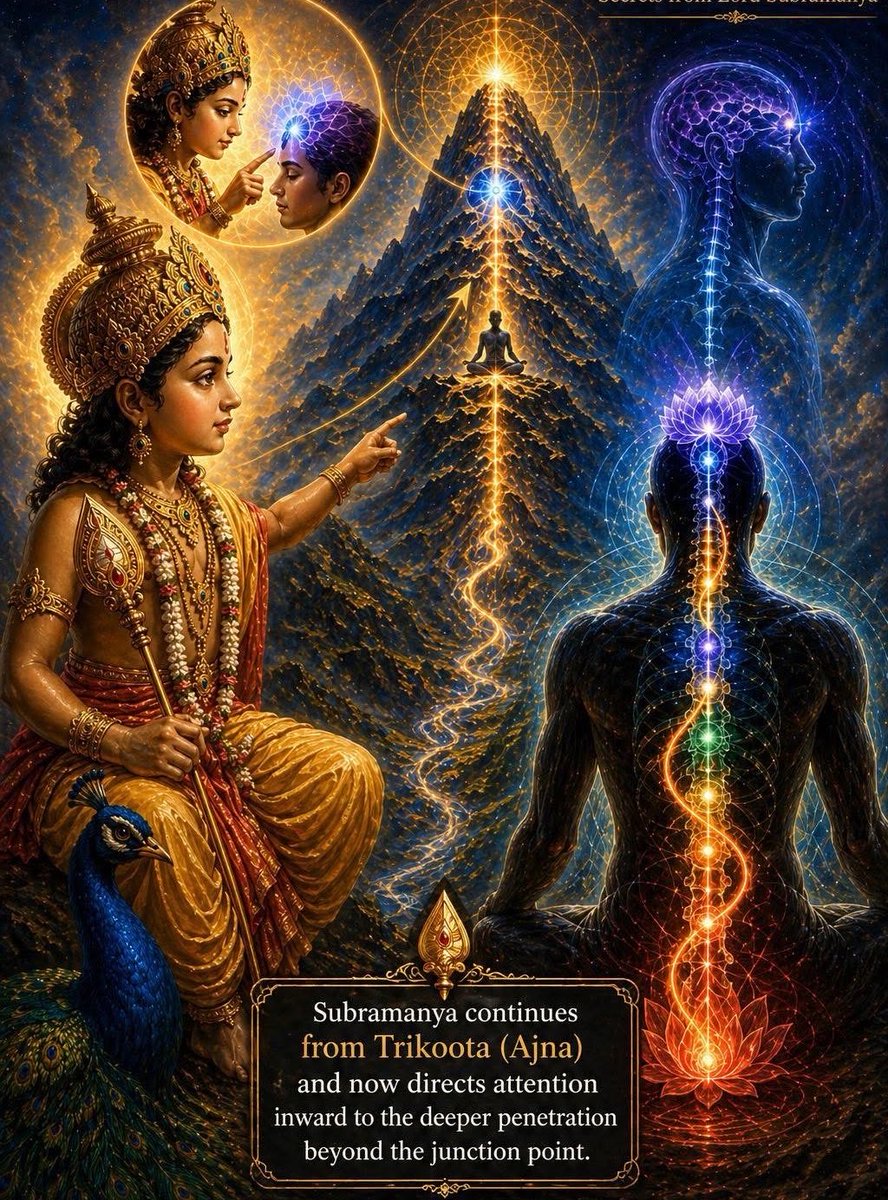 thiru7773's tweet photo. శ్వాస పింగళలో ప్రవహిస్తే “పగలు”, ఇడాలో ప్రవహిస్తే “రాత్రి”. ఇడా–పింగళ మార్పు సమయంలో శ్వాస సుషుమ్నలో ప్రవేశిస్తుంది — అదే అవ్యక్త స్థితి, అంతర్గత అనుభూతి వెలుగుతుంది. ఈ స్థితిలో ఆత్మజ్యోతి ప్రకాశించి యోగి అన్నింటిని బ్రహ్మంగా చూస్తాడు; బయటకు మనస్సు పోతే అజ్ఞానం తిరిగి వస్తుంది.🙏 https://t.co/Q9vstHmycB