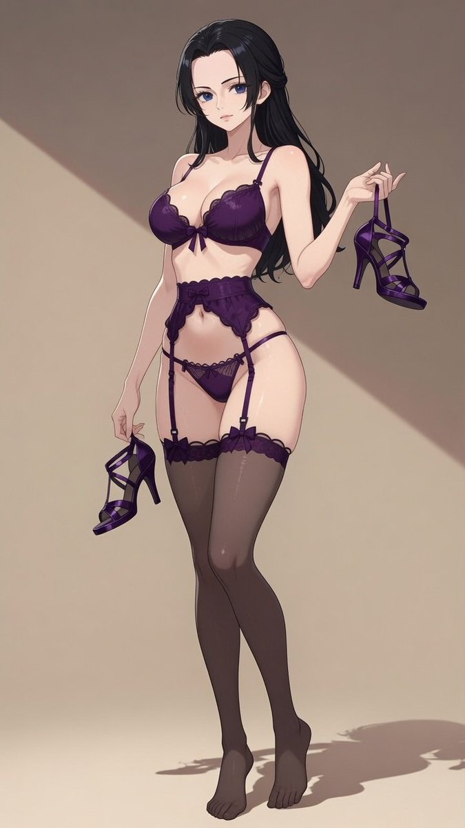 Dast_Money's tweet photo. Nico Robin 
One Piece 
Lencería con ligueros morados https://t.co/ZyH62K1Fbz