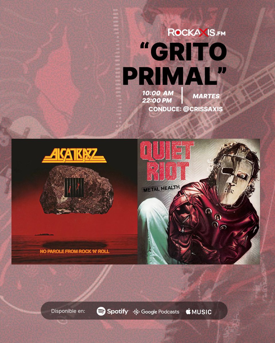 rockaxisoficial's tweet photo. 🔥 ¡Hoy es martes de Grito Primal! 🔥
En el Programa 13, celebramos el regreso a Chile de #QuietRiot y el esperado debut en nuestro país de #GrahamBonnet, la histórica voz de Alcatrazz, Rainbow y Michael Schenker Group 🤘⚡
🕛 Martes 10:00 y 22:00 Hrs en https://t.co/E3miQDPLd6 📻
🎙 Conduce: @CrissAxis
📆 Quiet Riot se presentará el 20 de abril en Teatro Teletón
🎟 @eventrid