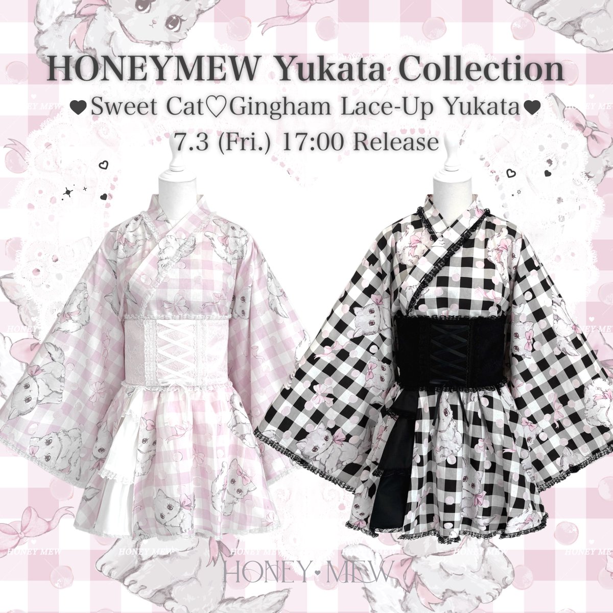 ┈ ♥︎ ?????? ???? ♥︎ ┈ Sweet Cat♡Gingham Lace-Up 