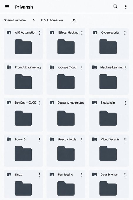the_futureAI's tweet photo. All Paid Courses (Free for First 4500 People)

Includes:
Artificial Intelligence
Machine Learning
Prompt Engineering
Claude,Chatgpt,Grok
Data Analytics
AWS Certified
Data Science
Python
Ethical Hacking

To Get:
Like + Repost
 Reply "Drive"
 Follow me for the download link via DM. https://t.co/KoiMESgTO8