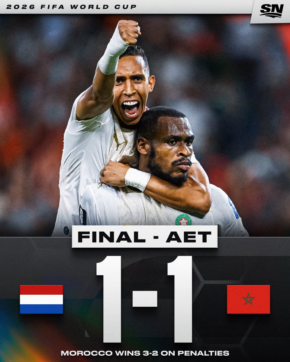 Sportsnet's tweet photo. MOROCCO MOVES ON AND WILL FACE CANADA IN THE ROUND OF 16 IN THE #FIFAWorldCup 🔥 https://t.co/trJhpzfEm6
