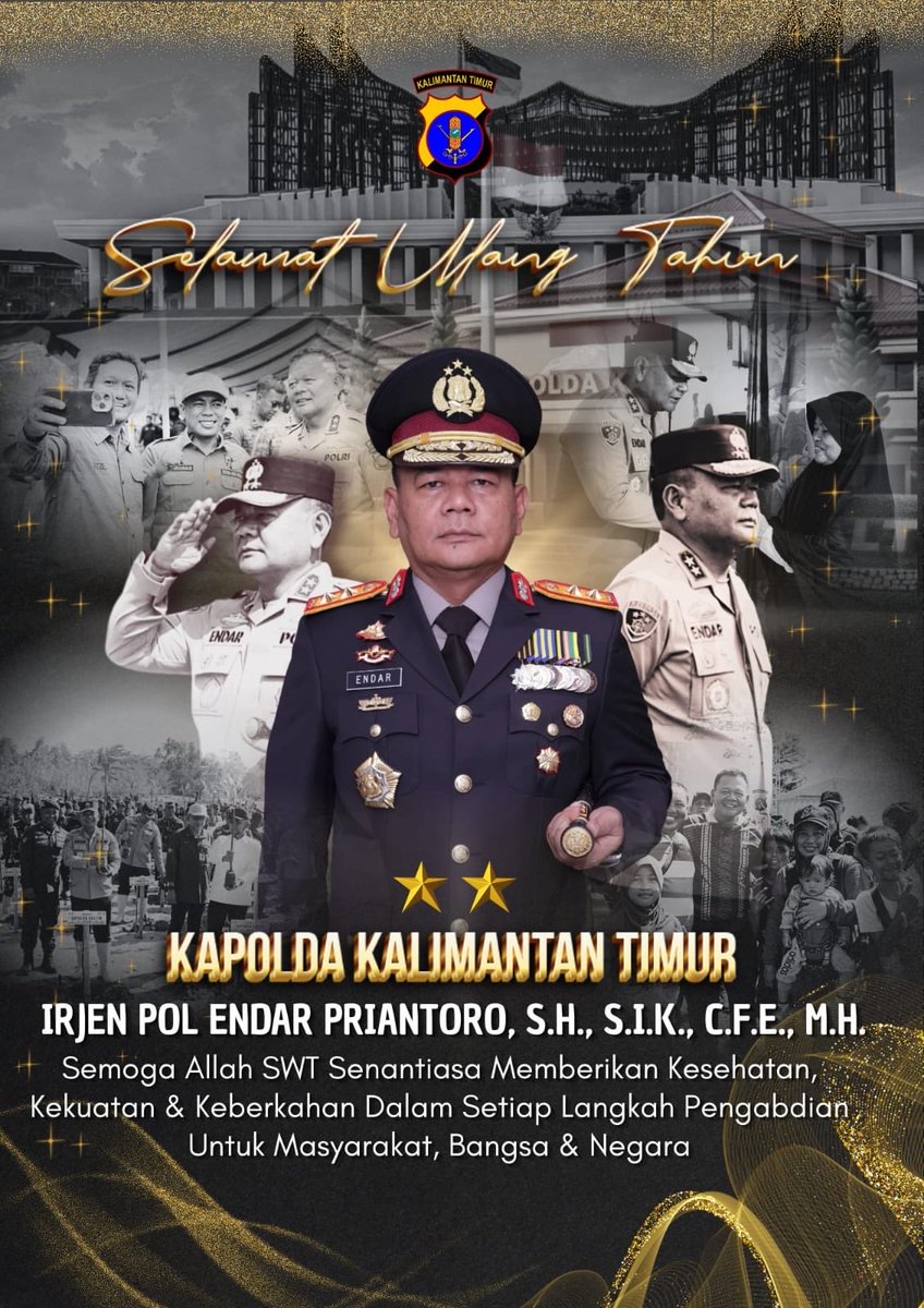 samapta_ppu's tweet photo. Dengan penuh rasa hormat dan kebanggaan, kami keluarga besar mengucapkan Selamat Ulang Tahun kepada Kapolda Kalimantan Timur, Irjen Pol. Endar Priantoro, S.H., S.I.K., C.F.E., M.H.

Salam Presisi.
Dirgahayu dan sukses selalu. https://t.co/FkvMcbxL6d