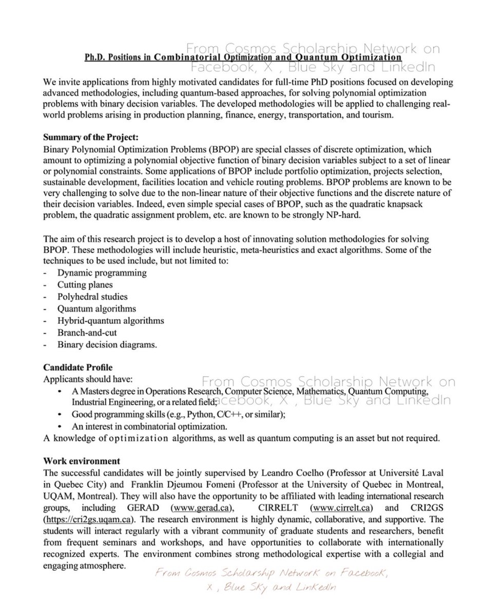 ObengCosmos's tweet photo. Funded Ph.D. Positions in Combinatorial Optimization and Quantum Optimization https://t.co/dyGTXvDp5s