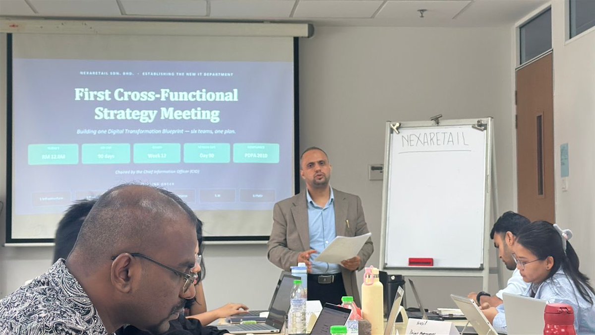 BAlhaimi's tweet photo. Teaching is not about delivering lectures, it's about creating experiences! 
I believe students learn best when they learn by doing. Every class is designed to feel less like a classroom and more like a real business environment, where students solve authentic challenges, work in teams, engage with industry, leverage AI, and transform ideas into practical solutions.
My goal has always been simple: to graduate professionals who don't just know the theory, but are ready to lead, innovate, and make an impact from day one.
Proud to see students embracing challenges, thinking critically, and growing through experience.

#LearningByDoing #HigherEducation #TeachingExcellence #MBA #DBA #AIinEducation #ExperientialLearning #FutureReady #Leadership #UTM