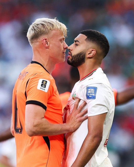 FullClipHQ's tweet photo. 🌍⚽️  📍🇲🇽

                             🇳🇱  (2) 1  -  1 (3) 🇲🇦

Morocco stuns Netherlands in penalty shootout after 1-1 draw. 

Issa Diop’s late header forces decider as Atlas Lions advance to Round of 16. 

To face winner of 🇳🇴 Norway vs 🇨🇮 Ivory Coast.⬇️

https://t.co/Y1SyypyS78