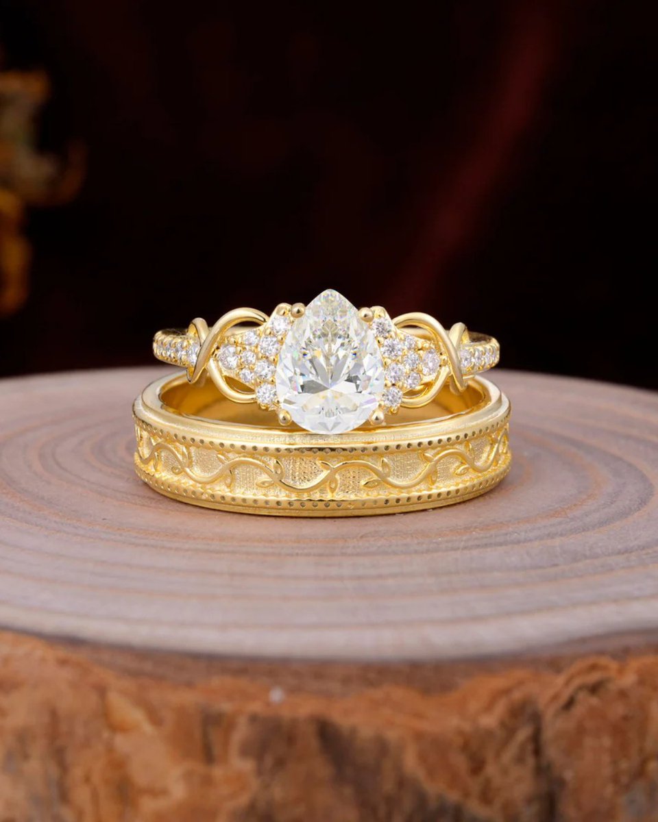 Romalarjewelry's tweet photo. Say "I Do" to forever. 🕊️
As wedding season blooms, discover a ring that speaks directly to your soul. Whether you are drawn to vintage celestial halos, delicate golden vines, or striking geometric gems, true love is always found in the details. 🌿✨
 #WeddingSeason #BridalSets https://t.co/xs4tm9dmhy