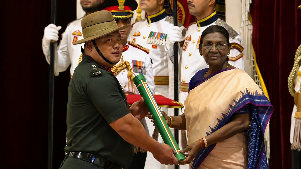 YanthungoPatton's tweet photo. Heartiest congratulations to Subedar H. Hokato Sema on being conferred the Ati Vishisht Seva Medal. This well-deserved honour reflects his exceptional service, dedication, and commitment to the nation.

A decorated soldier and an inspiring para athlete, Subedar Sema has shown extraordinary courage and determination in every chapter of his journey. His achievements continue to inspire countless Indians.

Wishing him continued success in all his future endeavours.