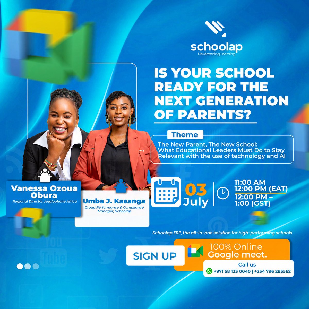 SchoolapENG's tweet photo. The question for you school Director, is simple: Is your school keeping up with the new parent? 

Join us on July 3rd as we unpack what schools must do to remain relevant in the age of Technology &amp; AI.

 To register, click on the link below. 
https://t.co/ZKUfzr1X71 https://t.co/2iLJJvBCKf