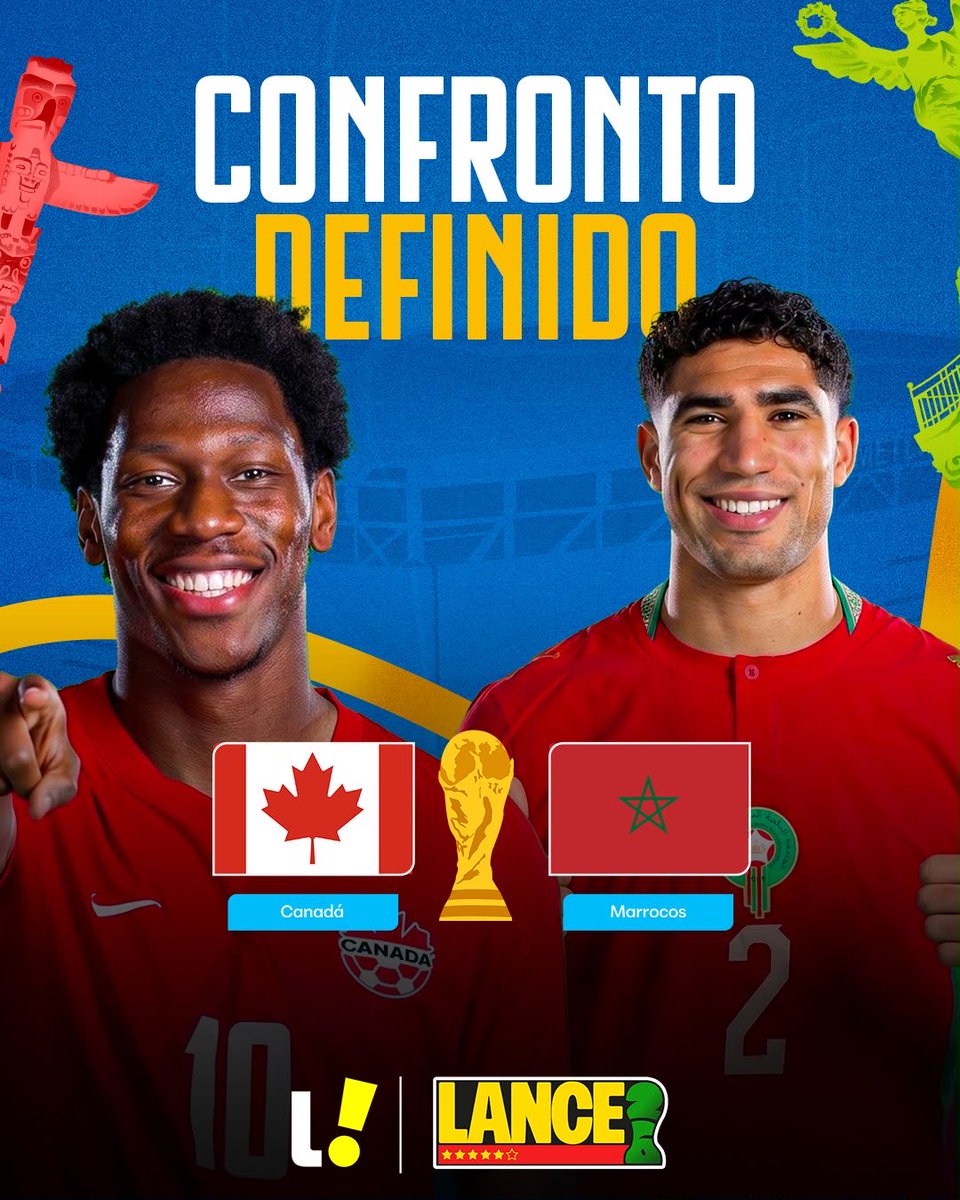 lancenet's tweet photo. TEMOS CONFRONTO DEFINIDO! 🇨🇦🇲🇦

Um dos países-sede da Copa do Mundo, o Canadá, vai encarar Marrocos nas oitavas de final.

Quem avança para as quartas?

#Redes4 #LanceInforma #LanceCopa https://t.co/BBXLe5MsbX