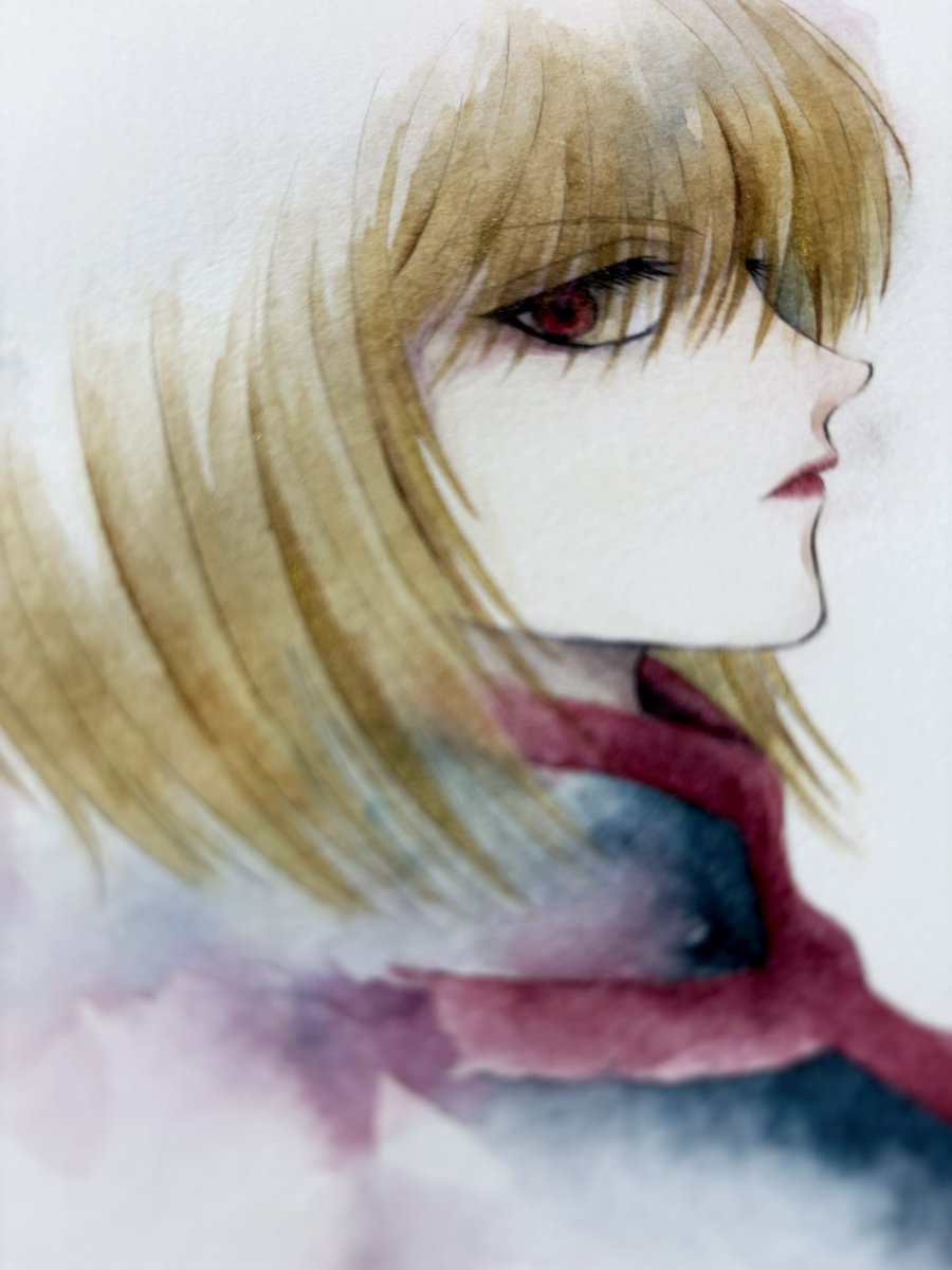 _98moe_'s tweet photo. 3枚目のクラピカ(作業机で撮ったやつ)が一番クラピカっぽくて好きだけど、暗いので、、なんとも、、😂
#ハンターハンター #クラピカ #透明水彩 https://t.co/WeRBcZ7cTg