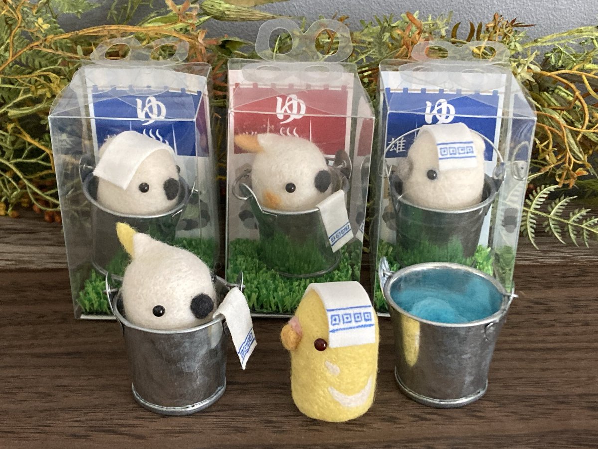 バケツ温泉×5個♨️ ⚠️バケツの中は水です🪣 手拭いも手作りしました