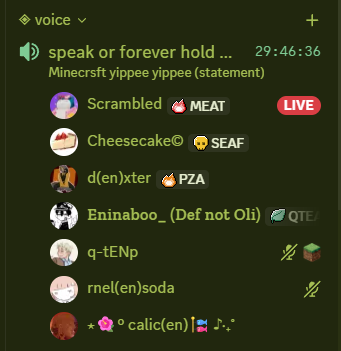 eninabox's tweet photo. real chud behaviour coming from my discord community rn. 29 hour voice call is a little chud-core https://t.co/FrrjX3LjPI