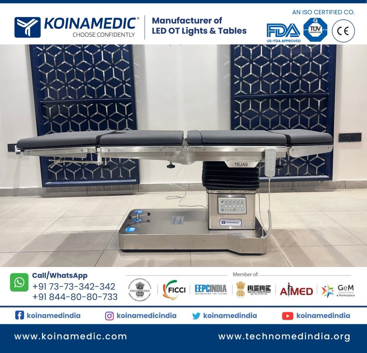 koinamedindia's tweet photo. Upgrade your OT room with #Koinamedic next-generation technology solutions. #TEJAS #OTtable is our newest product equipped with several advanced features according to the latest OT requirements. Visit https://t.co/5PA4ZSEBx0 for details about TEJAS. https://t.co/zrjVJ1ByUY