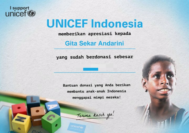 ledekrepp's tweet photo. — Part 3. 𝗨𝗻𝗶𝗰𝗲𝗳 𝗗𝗼𝗻𝗮𝘁𝗶𝗼𝗻 💙

Selain itu, kami juga menyalurkan donasi kepada UNICEF.

Melalui donasi ini, kami berharap lebih banyak anak dapat memperoleh akses terhadap pendidikan, kesehatan, perlindungan, dan kesempatan untuk tumbuh dengan lebih baik.

Semoga kebaikan yang lahir dari project ini dapat membawa manfaat yang lebih luas bagi mereka yang membutuhkan.

@A_GitaJKT48
@UNICEFIndonesia @gitroops

#GitaGifted25th #LaFamiglia